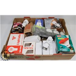 LARGE FLAT OF VARIOUS NEW LIGHT BULBS