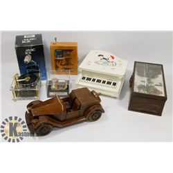 SET OF 5 VINTAGE MUSIC BOXES 1 GRAMOPHONE