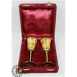 SET OF 2 SOLID BRASS GOBLETS