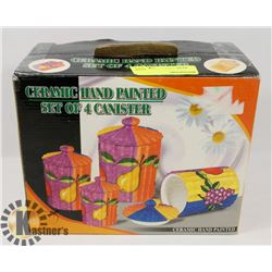 CERAMIC HAND PAINTED SET OF 4 CANISTERS