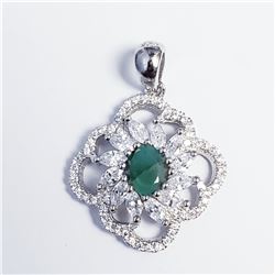 SILVER EMERALD CUBIC ZIRCONIA PENDANT