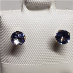 10K YELLOW GOLD TANZANITE FRESHWATER PEARL EARRINGS