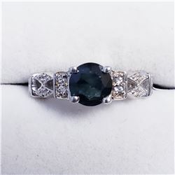 SILVER SAPPHIRE CUBIC ZIRCONIA RING