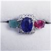 Image 1 : SILVER SAPPHIRE EMERALD RUBY W/ CZ RING