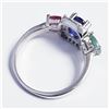 Image 3 : SILVER SAPPHIRE EMERALD RUBY W/ CZ RING