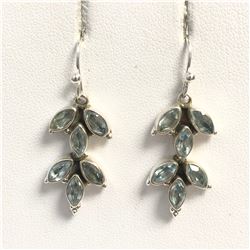 SILVER BLUE TOPAZ BEAD EARRINGS