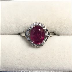 SILVER RUBY CUBIC ZIRCONIA RING