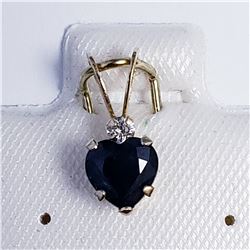 10K YELLOW GOLD SAPPHIRE WHITE SAPPHIRE  PENDANT