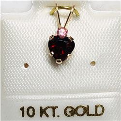 10K YELLOW GOLD GARNET TOURMALINE PENDANT