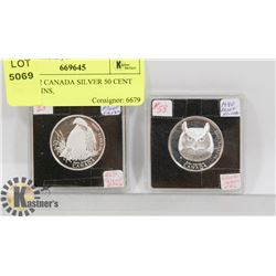 LOT OF 2 CANADA SILVER 50 CENT BIRD COINS,