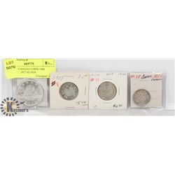 LOT OF 4 CANADA COINS 1960 SILVER $1, 1927 SILVER