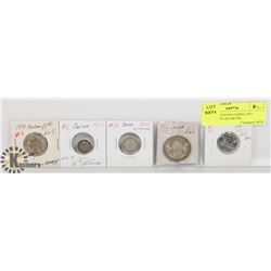 LOT OF 5 CANADA COINS, 1953 NICKEL, 1931 QUARTER,