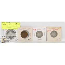 LOT OF 4 CANADA COINS 1966 $1, 1909 LARGE PENNY,