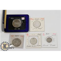 LOT OF ASSORTED CANADA COINS. 1973 $1 COIN,