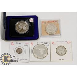 LOT OF 5 CANADA COINS 1974 WINNIPEG $1, 1917 NFLD