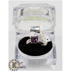 NEW STERLING 925 SILVER RING WITH CUBIC PURPLE
