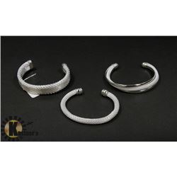 3PC NEW SILVER PLATED BANGLE BRACELETS.