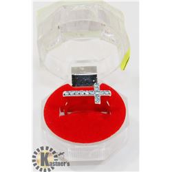 #244-GENUINE BLUE TOPAZ CROSS RING SIZE 8