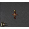 Image 1 : #116-GENUINE RED GARNET & CZ PENDANT (CROSS)