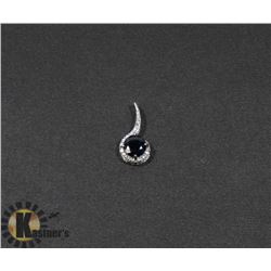 #140-GENUINE BLUE SAPPHIRE & CZ PENDANT