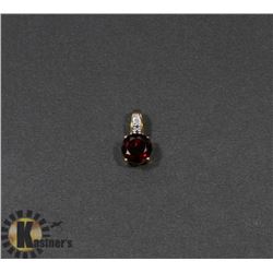 #113-GENUINE RED GARNET & CZ PENDANT