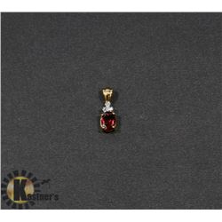 #115-GENUINE RED GARNET & CZ PENDANT