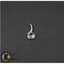 #153-GENUINE SKY BLUE TOPAZ & CZ PENDANT