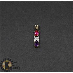#171-AMETHYST RED RUBY & CZ PENDANT
