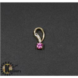 #133-PINK SAPPHIRE & CZ PENDANT