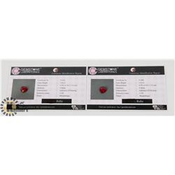 #182-RED RUBY MATCHING PAIR GEMSTONE 3.10CT