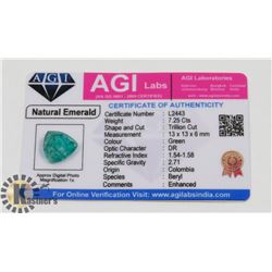 #179-GENUINE GREEN EMERALD GEMSTONE 7.25CT