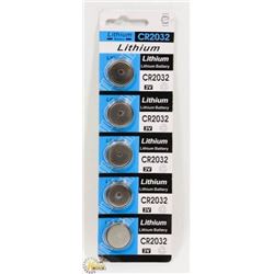 5 PACK OF LITHIUM CR2032 BATTERIES