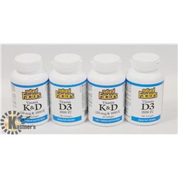 LOT OF 4 NATURE FACTORS D3 AND K&D VITAMINS