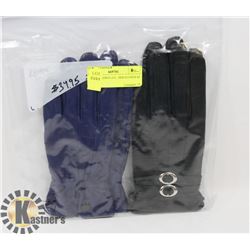 2 PACK LADIES LEATHER GLOVES SZ SMALL