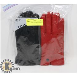 2 PACK LADIES LEATHER GLOVES SZ MED