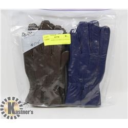 2 PACK LADIES LEATHER GLOVES SZ MED