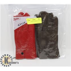 2 PACK LADIES LEATHER GLOVES SZ MED