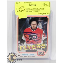 REGGIE LEACH AUTOGRAPHED HOCKEY CARD OPEECHEE.