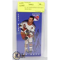DICK DUFF AUTOGRAPHED HOCKEY CARD PARKHURST