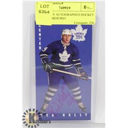 RED KELLY AUTOGRAPHED HOCKEY CARD PARKHURST