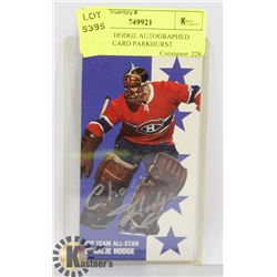 CHARLIE HODGE AUTOGRAPHED HOCKEY CARD PARKHURST