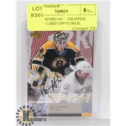 BILL RANFORD AUTOGRAPHED HOCKEY CARD UPPER DECK.