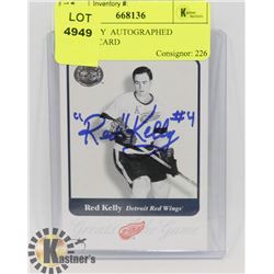 RED KELLY  AUTOGRAPHED HOCKEY CARD