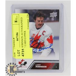 LARRY ROBINSON AUTOGRAPHED HOCKEY CARD (UPPER