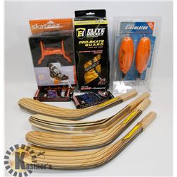 FLAT OF NEW ITEMS INCLUDING SKATE GUARD (MED),