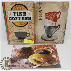 SET OF 3 METAL COFFEE SIGNS