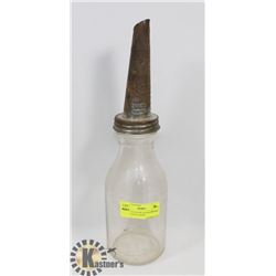 RARE ECO GAS OIL GLASS IMPERIAL QUART JAR & FUNNEL