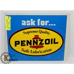 VINTAGE PENZOIL ADVERTISING SIGN DOUBLE SIDED.