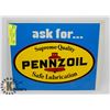 Image 1 : VINTAGE PENZOIL ADVERTISING SIGN DOUBLE SIDED.