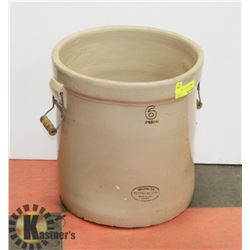 6 GALLON MEDALTA POTTERIES CROCK, NO LID